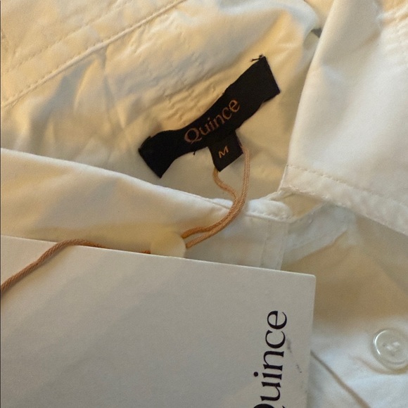 Quince 100% Organic Cotton Poplin Cropped Long Sleeve Shirt Sz M NEW - Picture 3 of 3